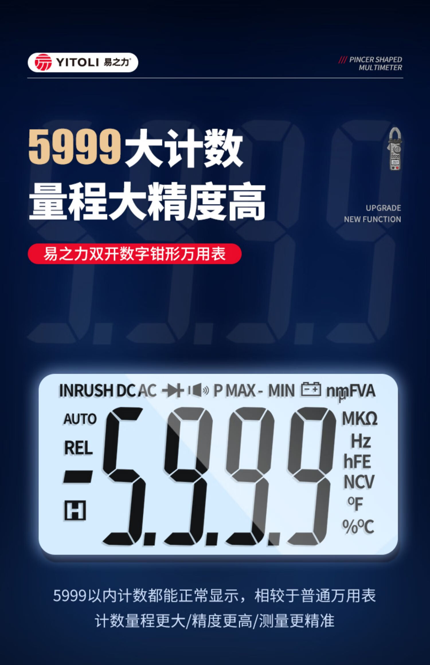 Yizhil S369 Digital Clamp Meter Clamp Multimeter High Precision DC Clamp Ammeter Smart Universal Current Meter 9