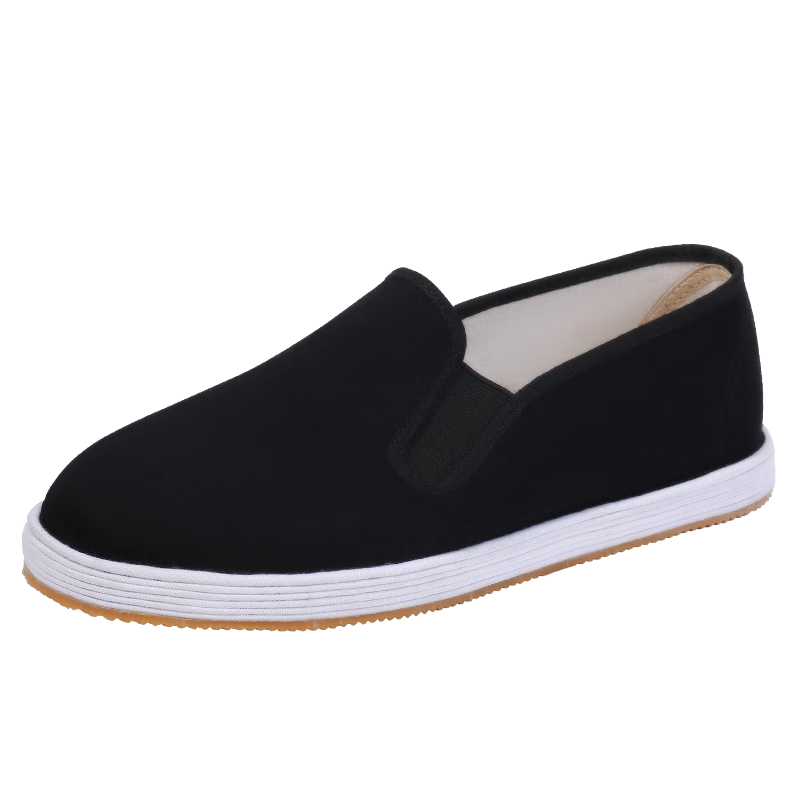 BUSHEYUAN Slip-On Casual Old Beijing Cloth Shoes for Men Chinese Style Traditional Layered Sole Black Fabric Shoes 9206 Black Size 44