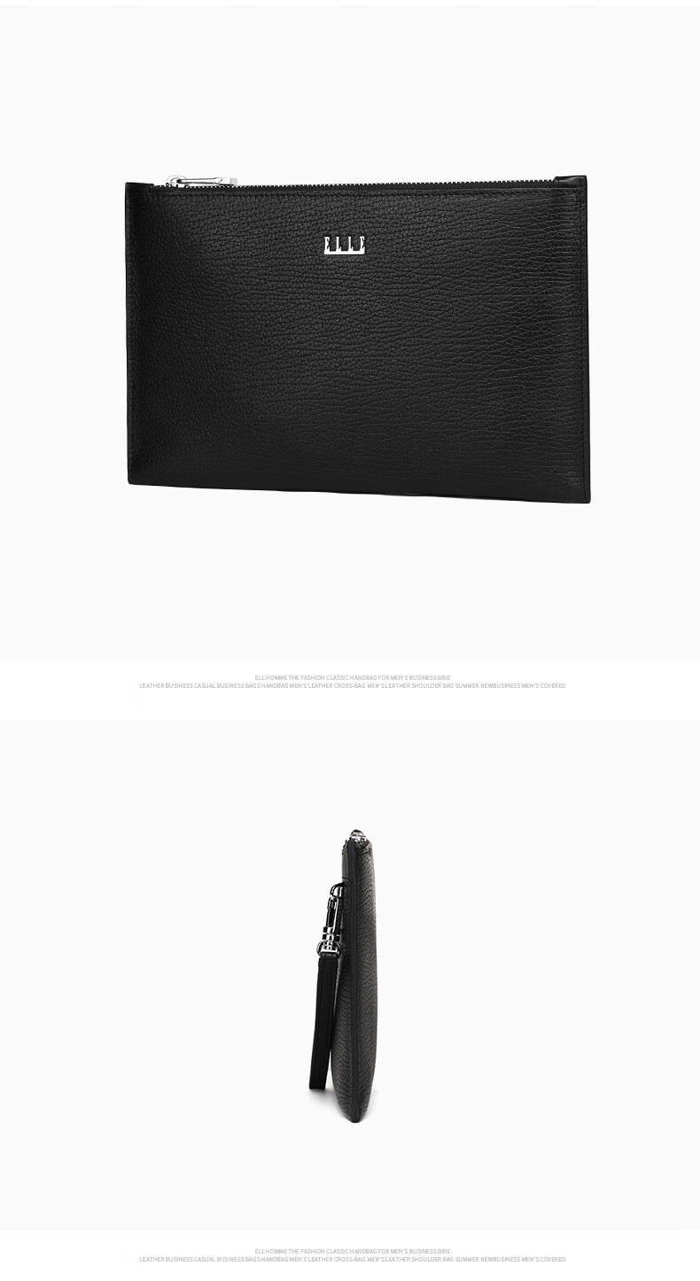 ELLE HOMME Business Clutch Bag, Men's Top-Grain Leather Handbag, Large Capacity Casual Envelope Bag for Men, EB088200701 Black, Birthday Gift for Boyfriend 6