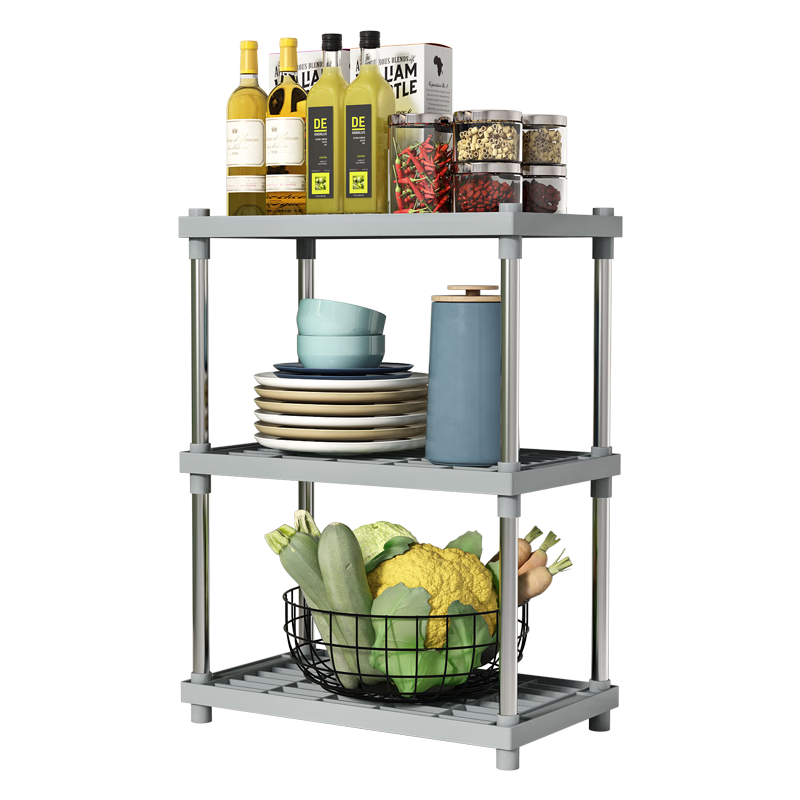 Leaijia Kitchen Storage Rack, Multi-Tier Floor-Standing Shelf, Multifunctional Storage Rack, Bathroom Organizer Shelf