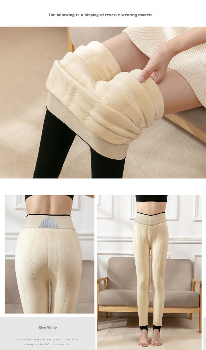 LangSha Women's Leggings, Winter Fleece-Lined Thick Wool-Blend Thermal Pants, High-Waisted Slim-Fit Plus Size Cotton Pants for Outdoor Wear 19