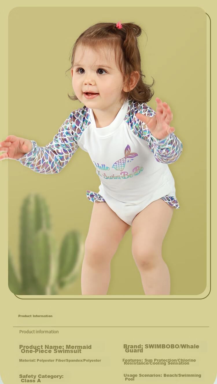 Swimbobo Children's Swimwear, Baby One-Piece Swimsuit, Girls' Class A One-Piece Swimsuit, Girls' Swim Cap Set And Swimsuit 3