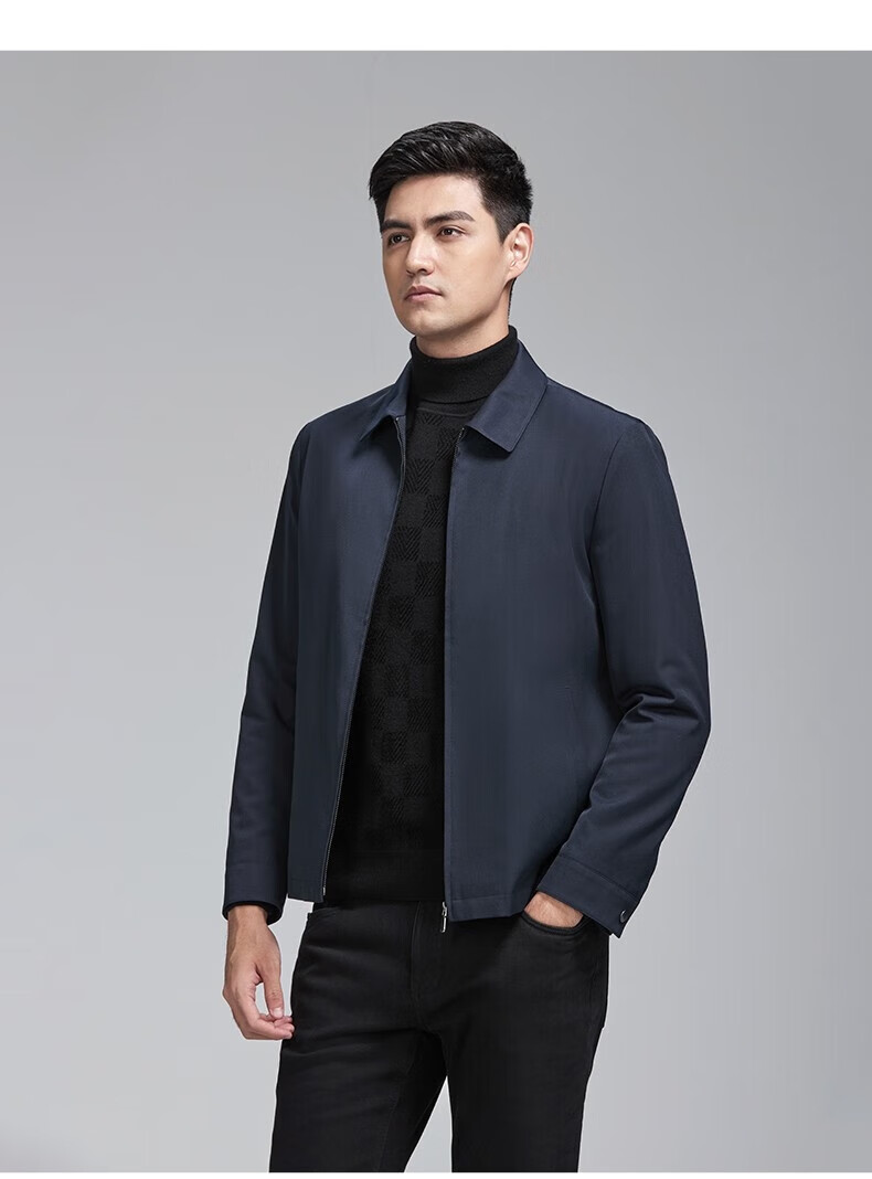 Goldlion [Leader Jacket] Autumn Winter Men's Machine Washable Wool Stand Collar Easy Care Business Coat Navy Blue M00 7