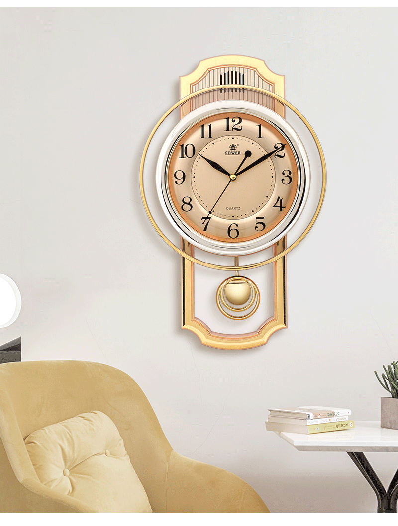 POWER Bawang Living Room Clock Hourly Music Chime Wall Clock Luxury Quartz Clock 43cm 6773ARMKS 18