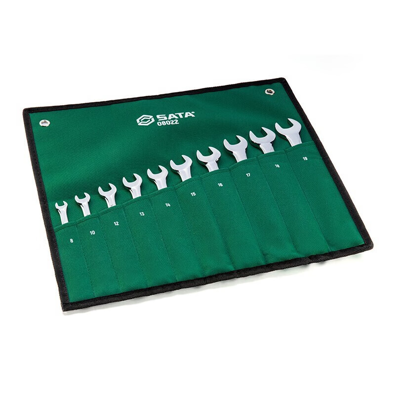 SATA Automotive Repair All-Purpose Polishing Set of 10, Dual-Purpose Wrench Set, Open-End And Box-End Wrench Set 08022