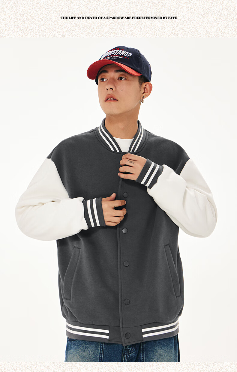 Baleno Men's Jacket, Spring And Autumn Style, Loose-Fitting American Street Style Baseball Jacket for Men, Pilot Jacket for Me 19