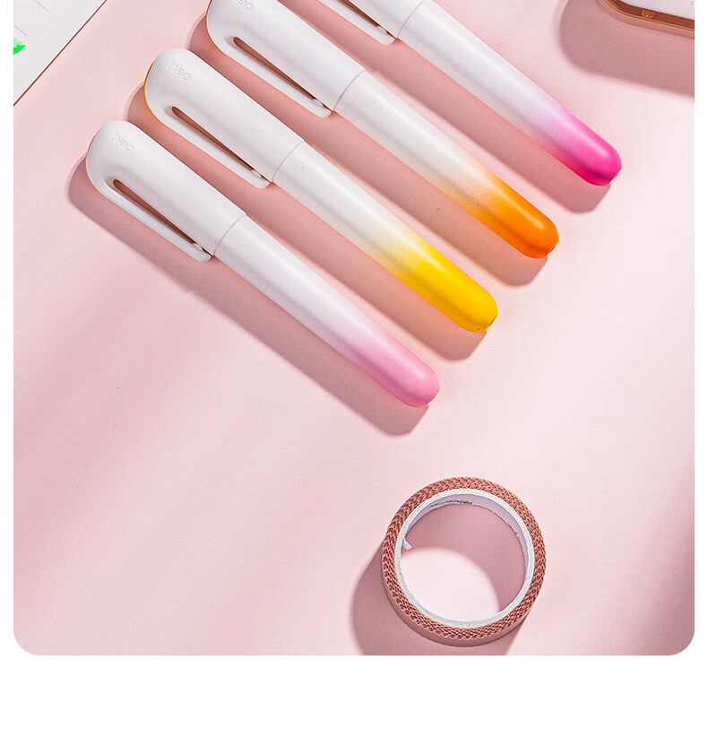 Deli Pocket Colorful Highlighters, Floral Series, for Students' Exams, Key Points Review, Office Note-Taking, Doodle DIY Decoration, 4 Pens/Box, SK183 15