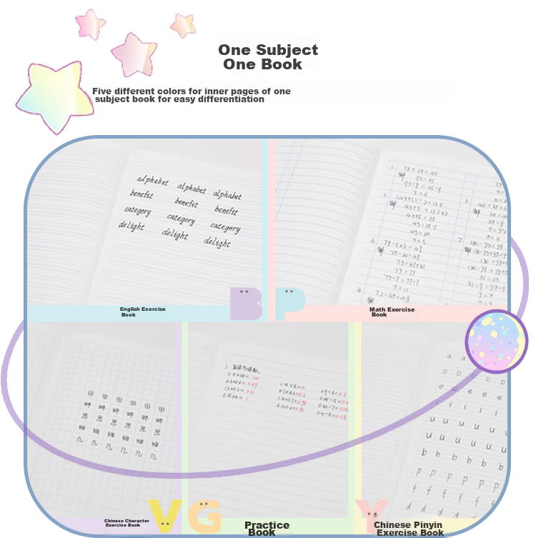 KOKUYO Light-Colored Planet · Pinyin Writing Notebook for Students, Glue-Bound Notebook, A5/30 Sheets, 1 Book, WSG-NBJA533 9