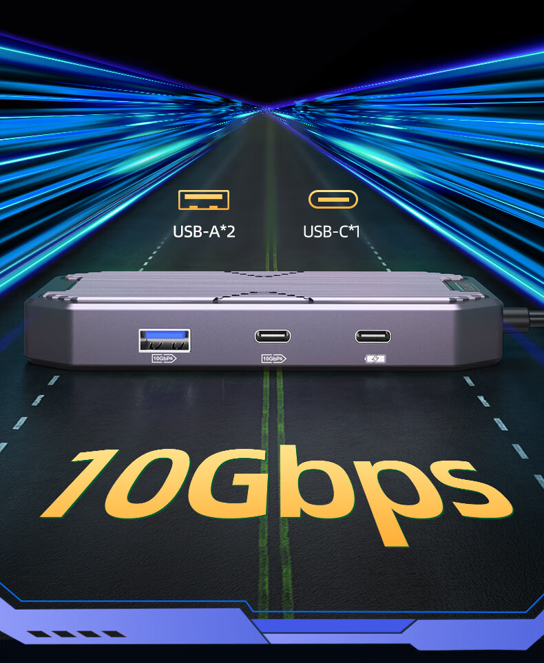 YOYOTER USB-C Gen2 10G High-Speed HDMI 4K/60Hz Gigabit Ethernet RGB Lighting Docking Station Universal for Laptop Phone Tablet 6