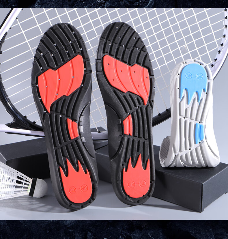Nanjiren 2 Pairs Shock-Absorbing Sports Insoles for Men, Arch Support, Breathable, Sweat-Wicking, Elastic Basketball Insoles for Women, Black, Size 41-42 16