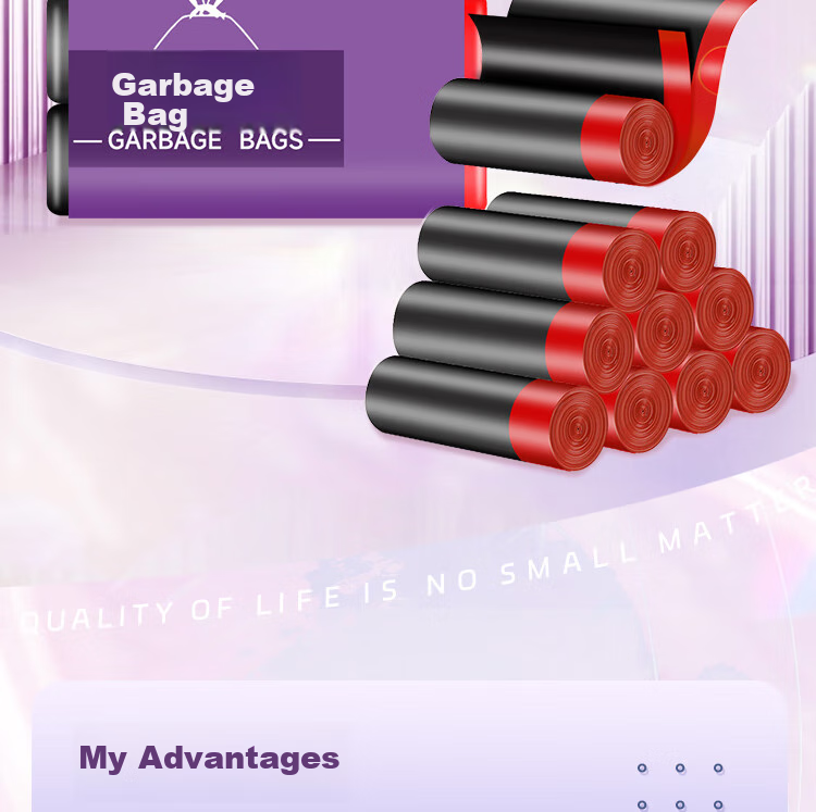 Lide Drawstring Garbage Bags, Black, 45*50cm, 120 Count, Single-Sided, 1.2 Microns Thick, Tear-Free, Thickened Version for Kitchen Use 3