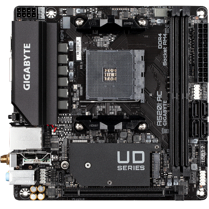 GIGABYTE A520I AC Mini ITX Motherboard Supports CPU 5600G 3600 AMD A520 Socket AM4