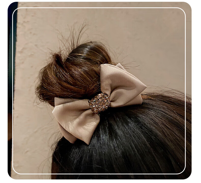Xiangwan Hair Ties, 2 Pieces French Bow Hair Bands, Elegant Large Hair Ties, Ponytail Hair Bands with Rhinestone Hair Accessories 1
