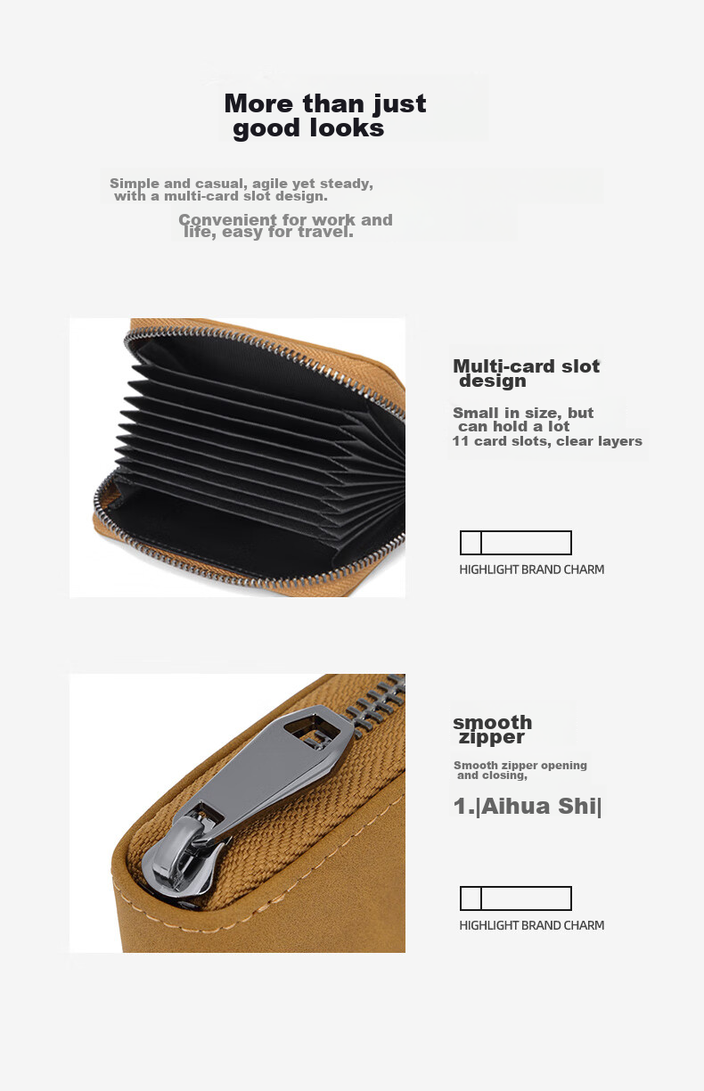 V.NINE Card Holder for Men with Multiple Card Slots, Bank Card Holder, ID Holder, Horizontal Coin Purse, Men's Valentine's Day Gift Box Set 8