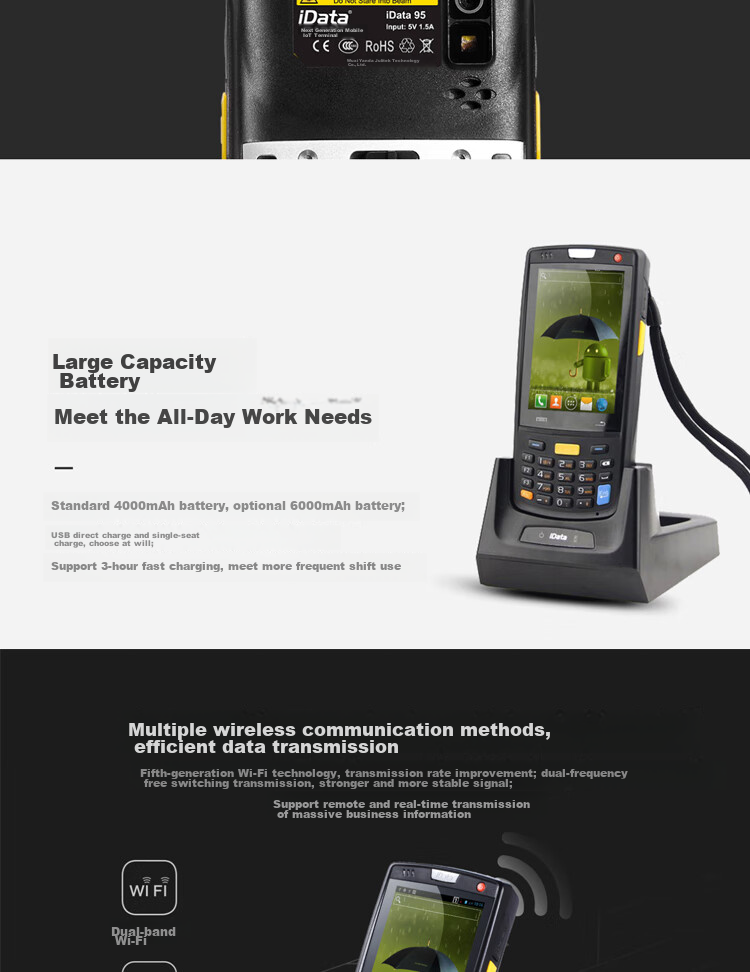IData 95WPro Handheld Data Terminal PDA, Android Industrial Smartphone, Barcode Scanner, Android ERP Inventory Machine for Inbound And Outbound Stocktaking, Two-Dimensional Wireless Scanning RF Gun Yingda 4
