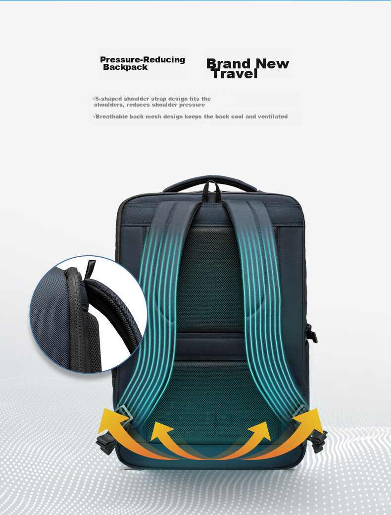 Xinxiuli Business Commute Backpack, Laptop Bag, 15.6-Inch Men's Backpack, Multifunctional Large Capacity, Eco-Friendly Antibacterial HS8 5