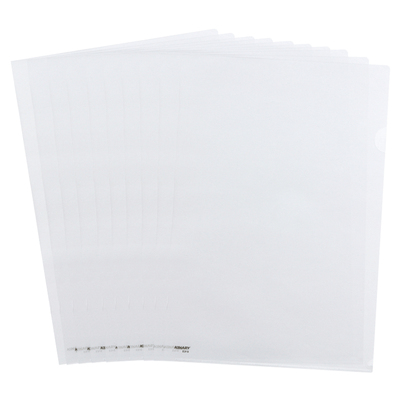 Jindeli 10-Pack A4 Transparent File Sleeves, Thickened Upgraded L-Shaped Folder, Single-Sheet Two-Page Document Holder, Resume Folder, Report Folder, Single-Page Folder, File Folder E310-22