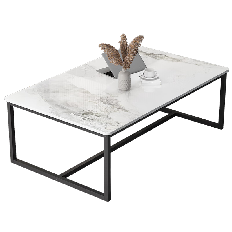 Shidaijiaju Rock Slab Coffee Table for Living Room, Chanel-Style Italian Light Luxury Minimalist Small Apartment Baked Paint Coffee Table