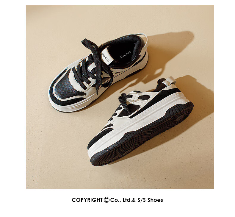 DAPHNE Versatile Thick-Soled Sneakers for Women, 2026 New Autumn Style, Black And White Retro Casual White Panda Shoes, Dexun Shoes for Wome 5