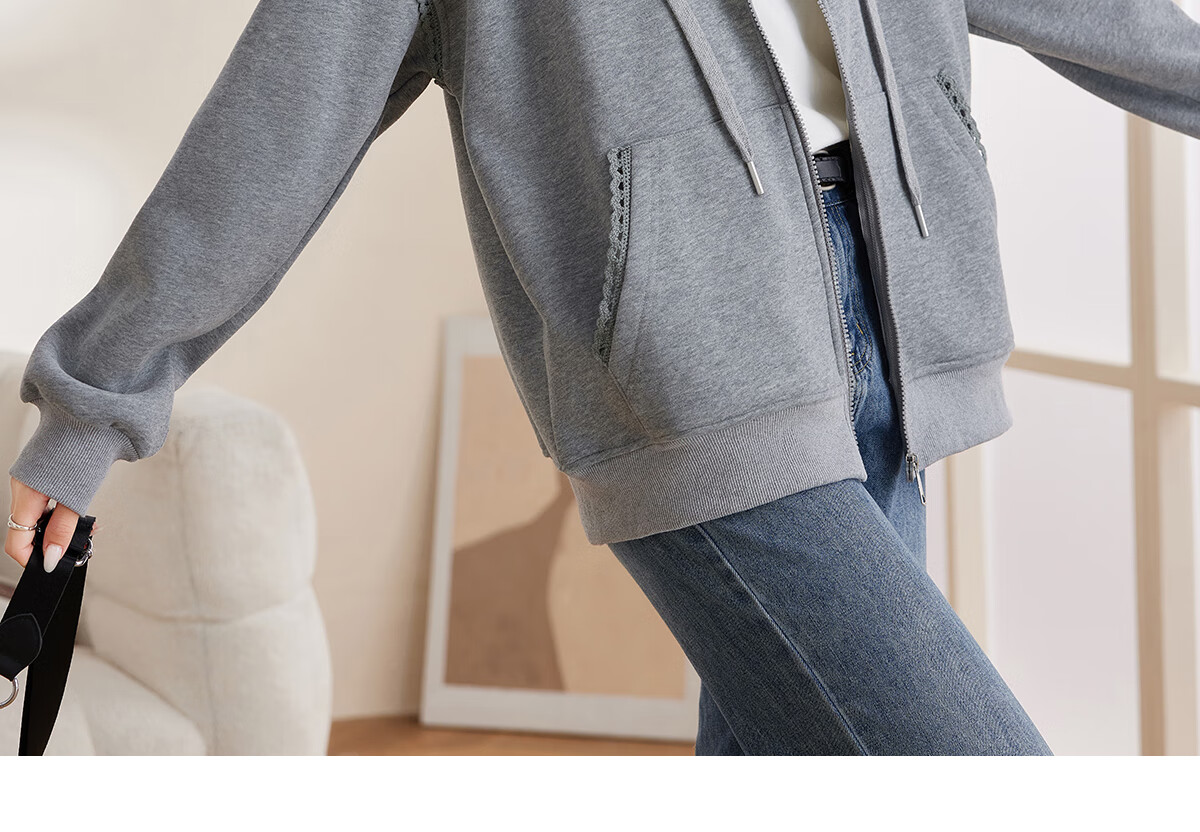 Halo Queen Women's Sweatshirt Jacket with Fashionable Letter Print, Casual Comfortable Loose-Fitting Student Sweatshirt H13KF2141 61