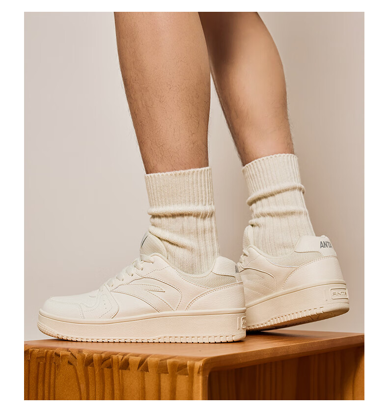 Anta Origin Year 2.0 | Men's Thick-Soled White Sneakers, Breathable Retro Casual Sports Shoes for Couples, Summer Height-Increasing Sneakers 25