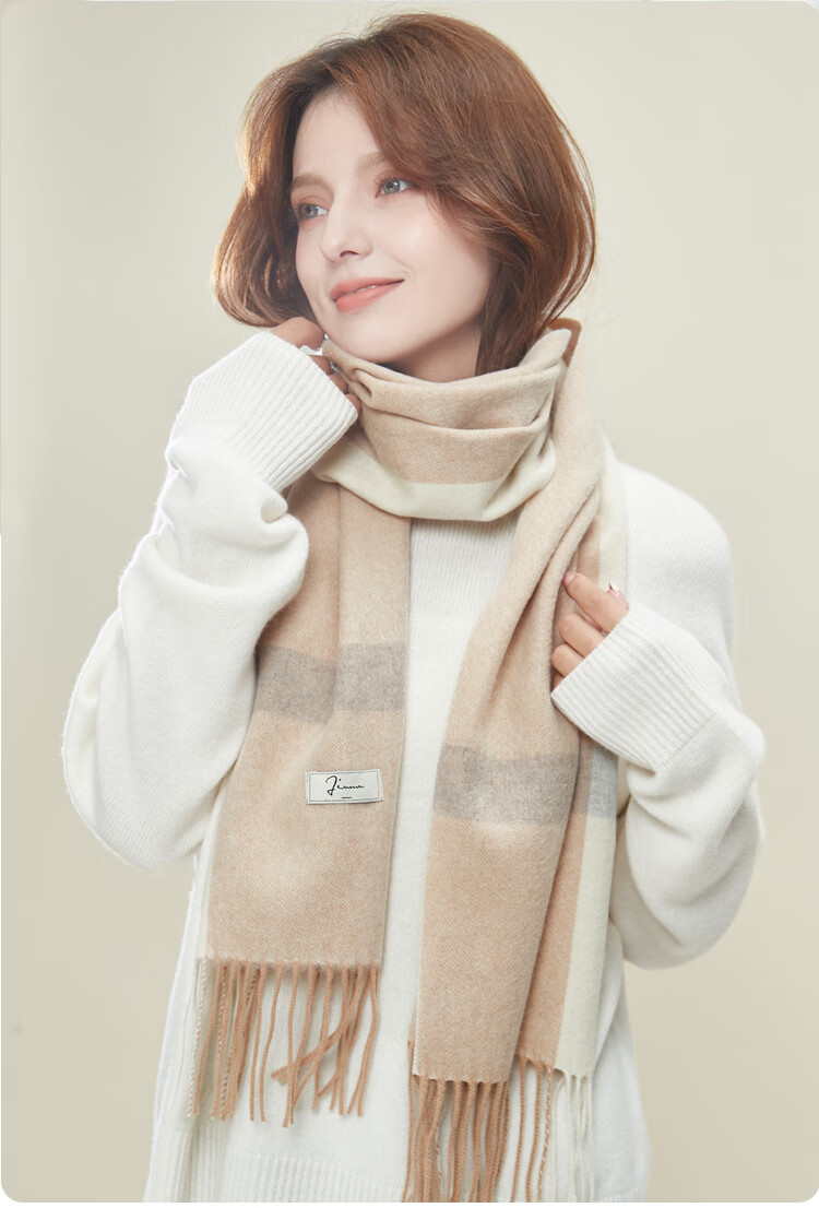 JIUMU Pure Wool Scarf for Women, Autumn And Winter Neck Warmer, Ladies' Warm Shawl, Gift for Women on Mid-Autumn Festival Or Birthday, Gift Box Packaging 22