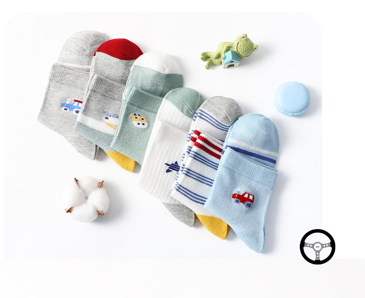 LangSha Children's Socks, Boys' Cotton Mesh Spring And Summer Thin Breathable Baby Mid-Calf Short Socks for Older Kids 14
