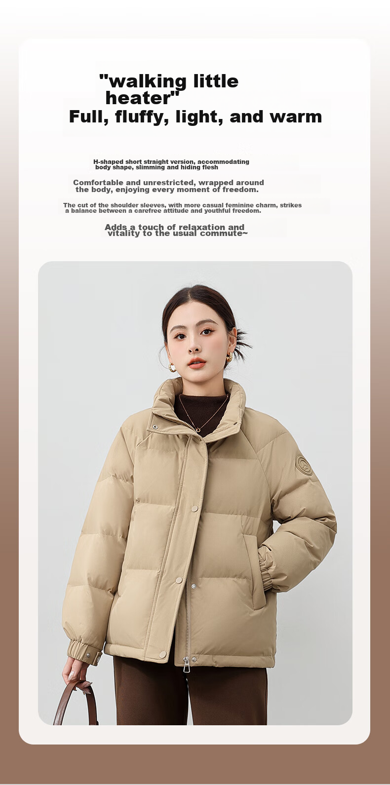 Yalu Short down Jacket for Women, 2026 New Fashion Stand Collar Petite Thick Warm Puffer Coat Autumn Winter Outerwear 2