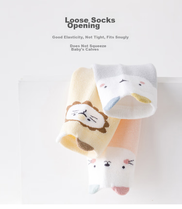 Aibaoshi Baby Socks Spring And Autumn Style, 0-1 Year Old Infant Over-Knee Long Socks, Newborn Socks, Size S, 3 Pairs Pack, Animal Pattern S569 6