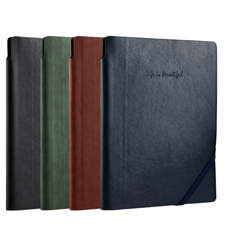 COMIX Notebook A5/98 Sheets 4-Pack, Stationery Soft Leather Cover Meeting Record Book Creative Diagonal Strap/notebook/diary ECC5851-4