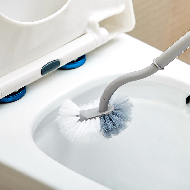 FOOJO Toilet Brush Set of 2, Gray, No Dead Angle, Long Handle Cleaning Brush, S-Shaped Toilet Brush, Wall-Mounted