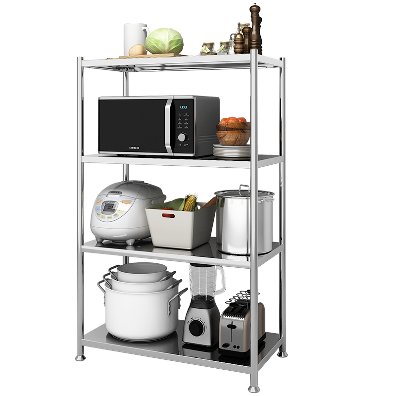 Wenna Kitchen Storage Rack Floor-Standing, Thickened Stainless Steel Storage Shelf, Microwave Oven Rack, Oven Storage Shelf B3612