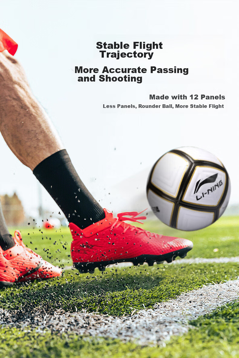 Li-Ning Soccer Ball Size 4 for Children, Adults, Middle School Entrance Exam Standard, High Bounce, Competition Training, Youth, Elementary School Students, Preschoolers, Four-Ball Size 3