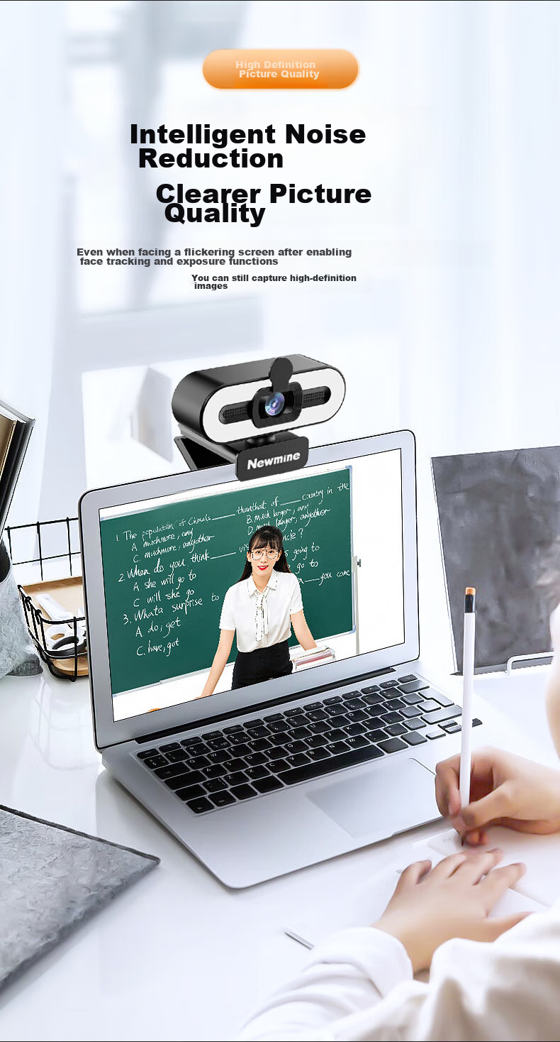 Newmine 1080P Computer Webcam USB Plug-And with Microphone Video Conference Online Class Postgraduate Entrance Exam Re-Exam Desktop Laptop External Home Live Streaming Camera NM11 7