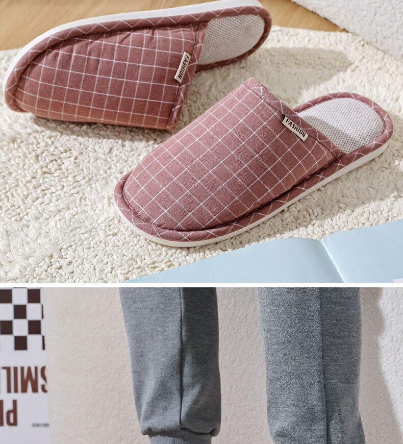 Huameijianbu Versatile Thick-Soled Couple Cotton Slippers for Indoor And Outdoor Use, Fleece-Lined Warm Cotton Slippers HM2258 Brown Size 44-45 25