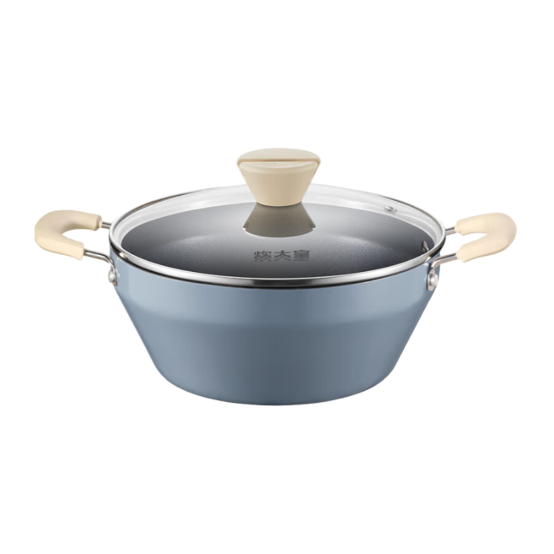 COOKER KING Frying Pan, Soup Pot, Non-Stick Pan, Multifunctional Flat Bottom Pan, 24cm, Compatible with Induction Cookers, Guli GL24DYG
