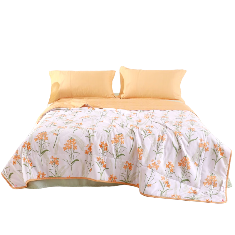 Hengyuanxiang Summer Cooling Fiber Quilt, Washable Machine-Washable Air Conditioning Quilt, Thin Summer Quilt with Floral Pattern, 200*230cm, 2.8 Ji
