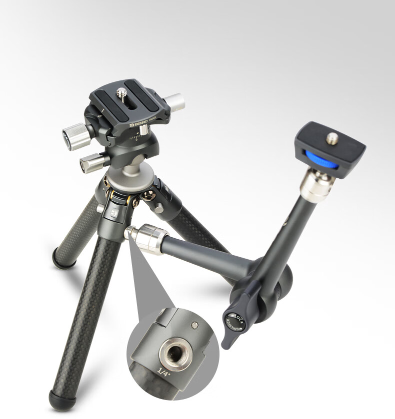 Benro SC05K Mini Professional Carbon Fiber Desktop Tripod, Macro Climbing DSLR Mirrorless Camera Lightweight Portable Gimbal Phone Clamp Vlog Tripod Kit 11