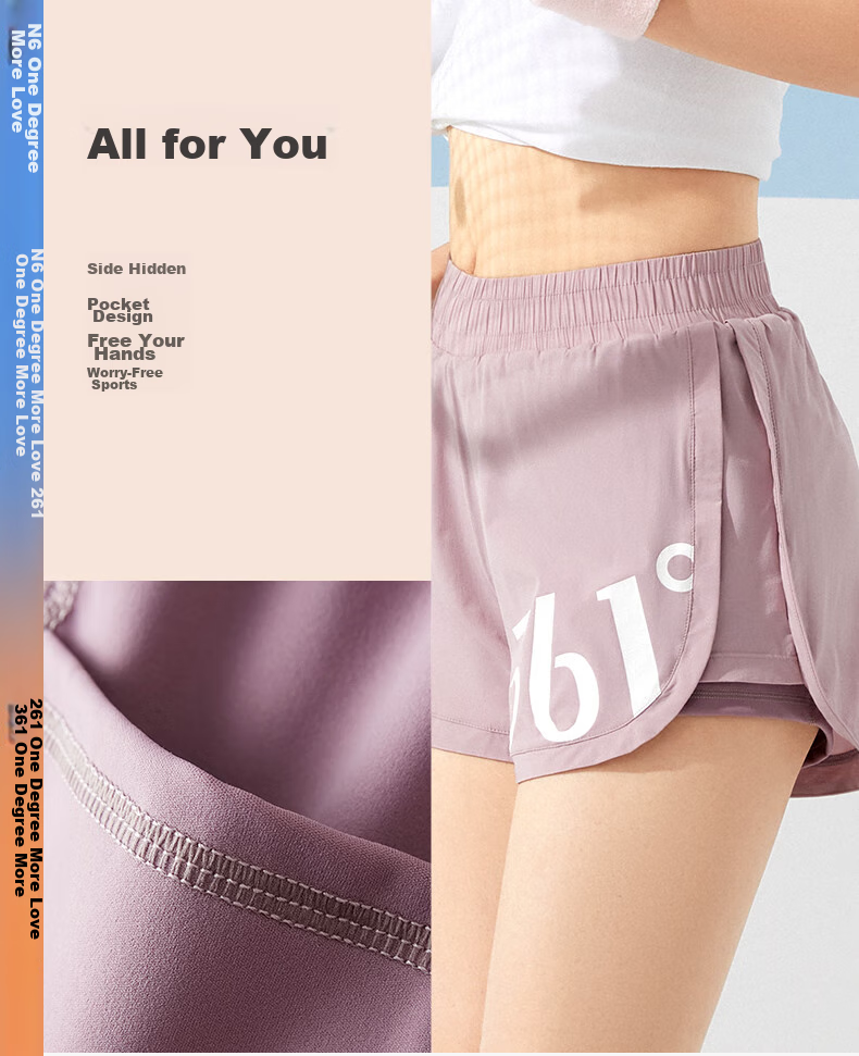 361° Sports Fitness Yoga Shorts, Summer Lightweight, Anti-Exposure, Fake Two-Piece Design, Running Sports Outer Wear, Breathable Shorts 7