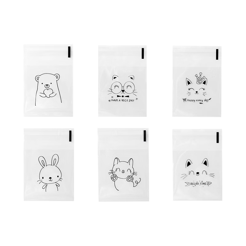 BJ 7*7cm Line Animal Biscuit Packaging Bag, 300 Pieces, Snowflake Crisp Nougat Cookies, Candy Baking Packaging