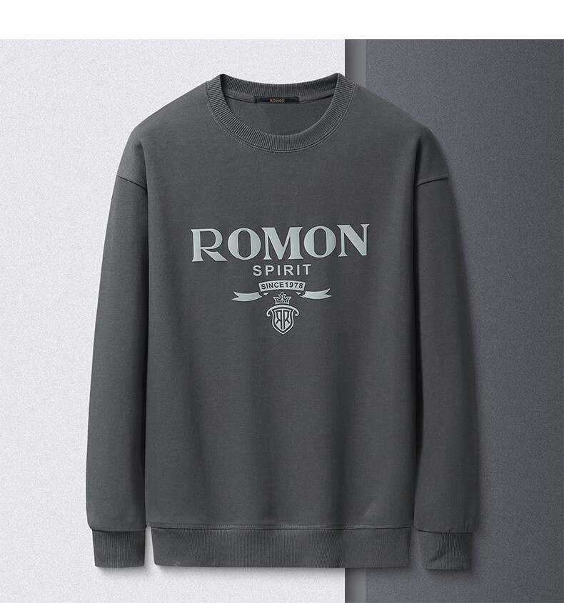 ROMON Men's Sweatshirt, Long-Sleeve Round Neck, Spring And Autumn Season, Zodiac Year Red Base Layer, Casual Wear, Pullover Loose T-Shirt Top 17