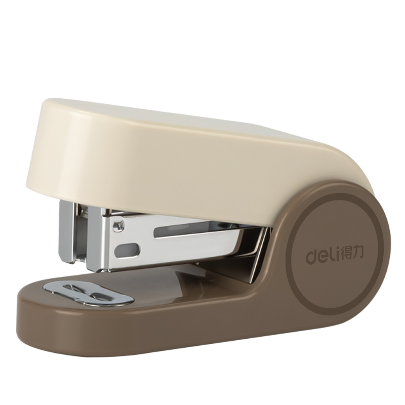 Deli [Back to School Stationery] Mini Stapler, Lightweight And Portable for Students' Office Use, Macaron Color Stapler/Binder/Stapling Machine, Brow