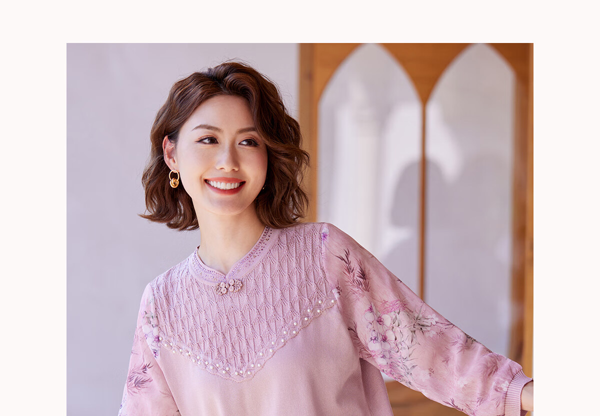 YUZHAOLIN Traditional Chinese Style 3/4 Sleeve T-Shirt for Middle-aged and Elderly Women, Grandma Top Y244T5825 11