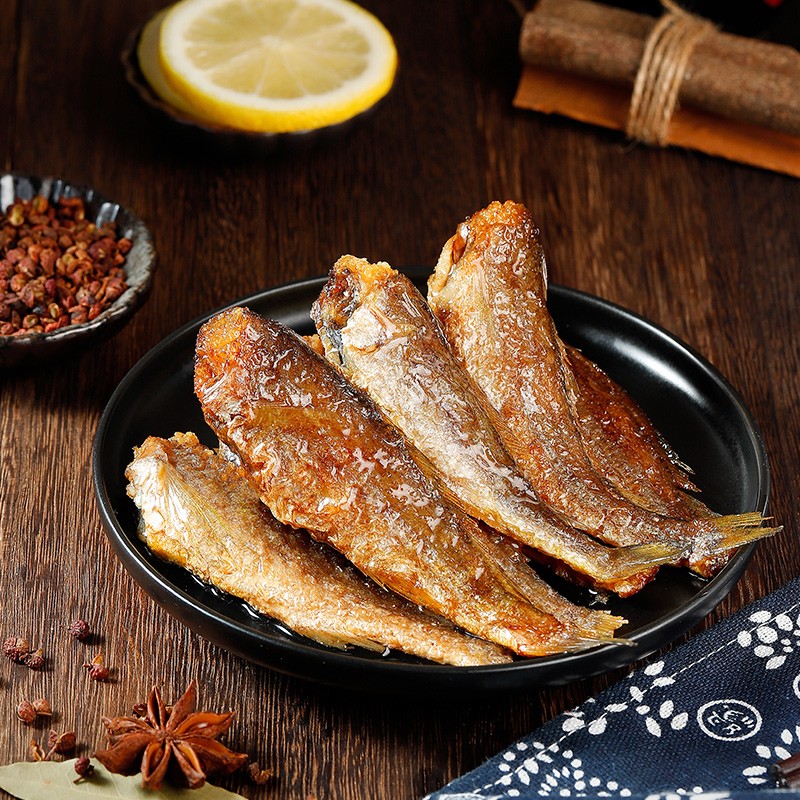 华味亨香酥小黄鱼98g/袋舟山海味即食鲜卤多汁小鱼干仔