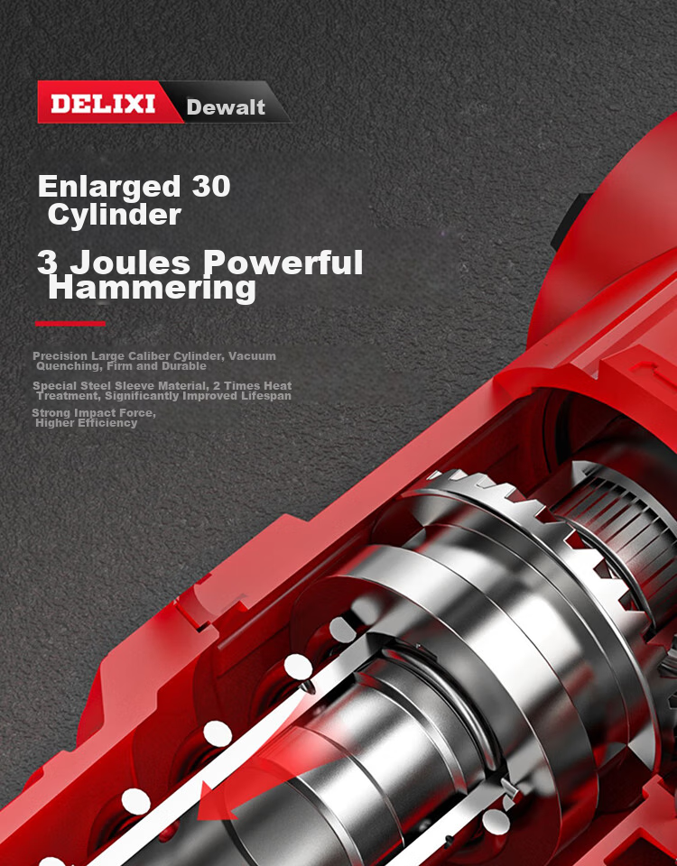 DELIXI Electric Hammer, Chisel And Drill, High-Power Three-In Impact Drill, Concrete, Home Use, Multi-Functional Electric Tool, Plug-In Electric Hammer 19