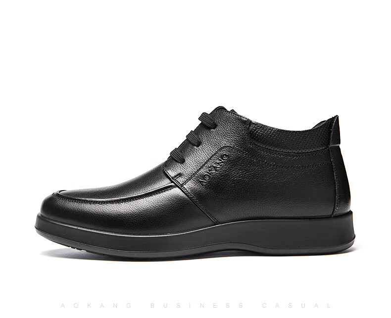 Aokang Casual Business Fleece-Lined Warm Cotton Shoes, Simple And Comfortable Cowhide Shoes for Men, Black, Size 39 27