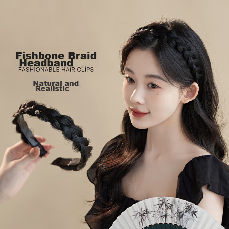 CHIMERA Korean Wide-Brimmed Versatile Headband Braided Wig Hairband Fiber Silk Forest-Style Hairpin Hair Accessory Mid-Autumn Festival Gift