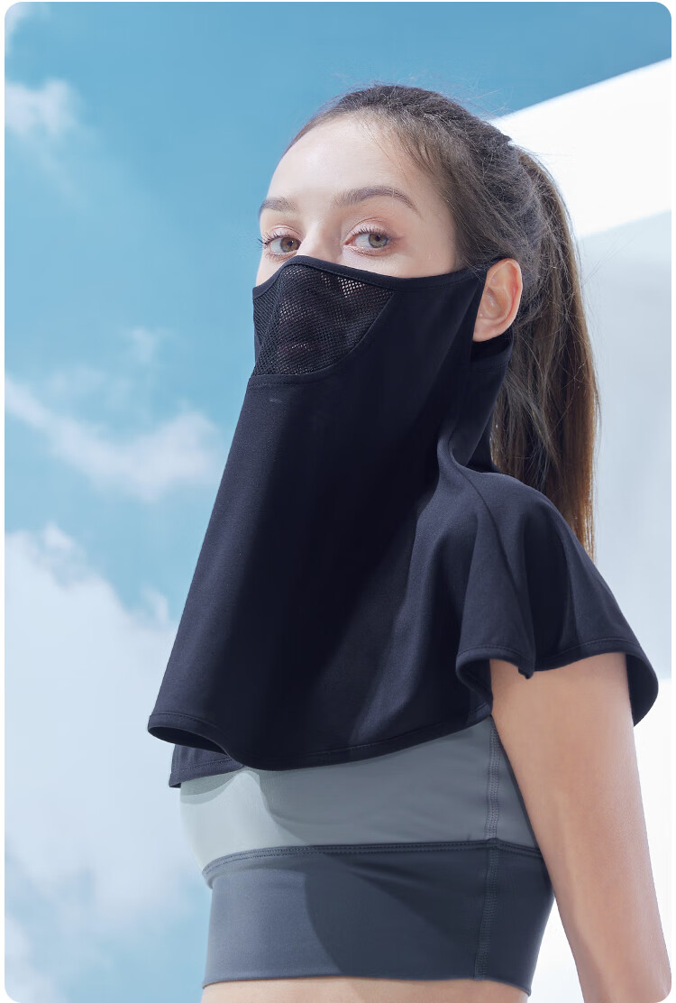 JIUMU Ice Silk Sun Protection Face Mask for Women, Summer UV Protection Sunshade Veil, Driving Neck Guard, Breathable Full Face Mask 13