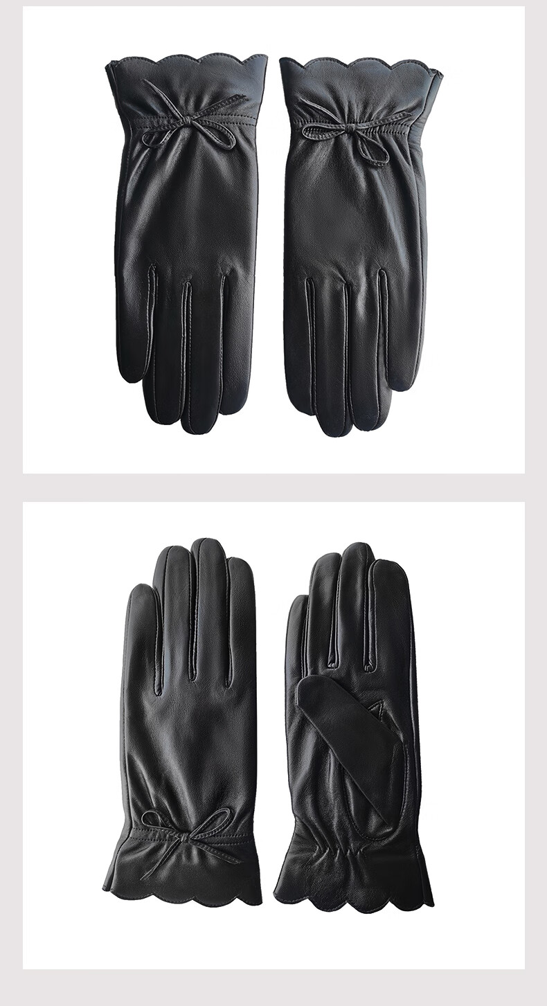 RED DRAGONFLY Genuine Leather Gloves for Women, Winter Riding Warmth, Motorcycle Windproof Water-Resistant, Fleece-Lined Thickened Touchscreen Lambskin Gloves 3