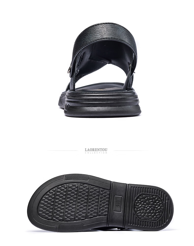 LAORENTOU Men's Beach Sandals, Summer Breathable Lightweight Metal Buckle Sandals, Casual Outdoor Shoes for Men LT13188 Black Size 43 10